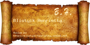 Blistyik Henrietta névjegykártya